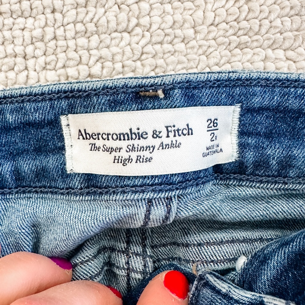 Abercrombie & Fitch Blue Distressed Skinny Jeans - Picture 2 of 2